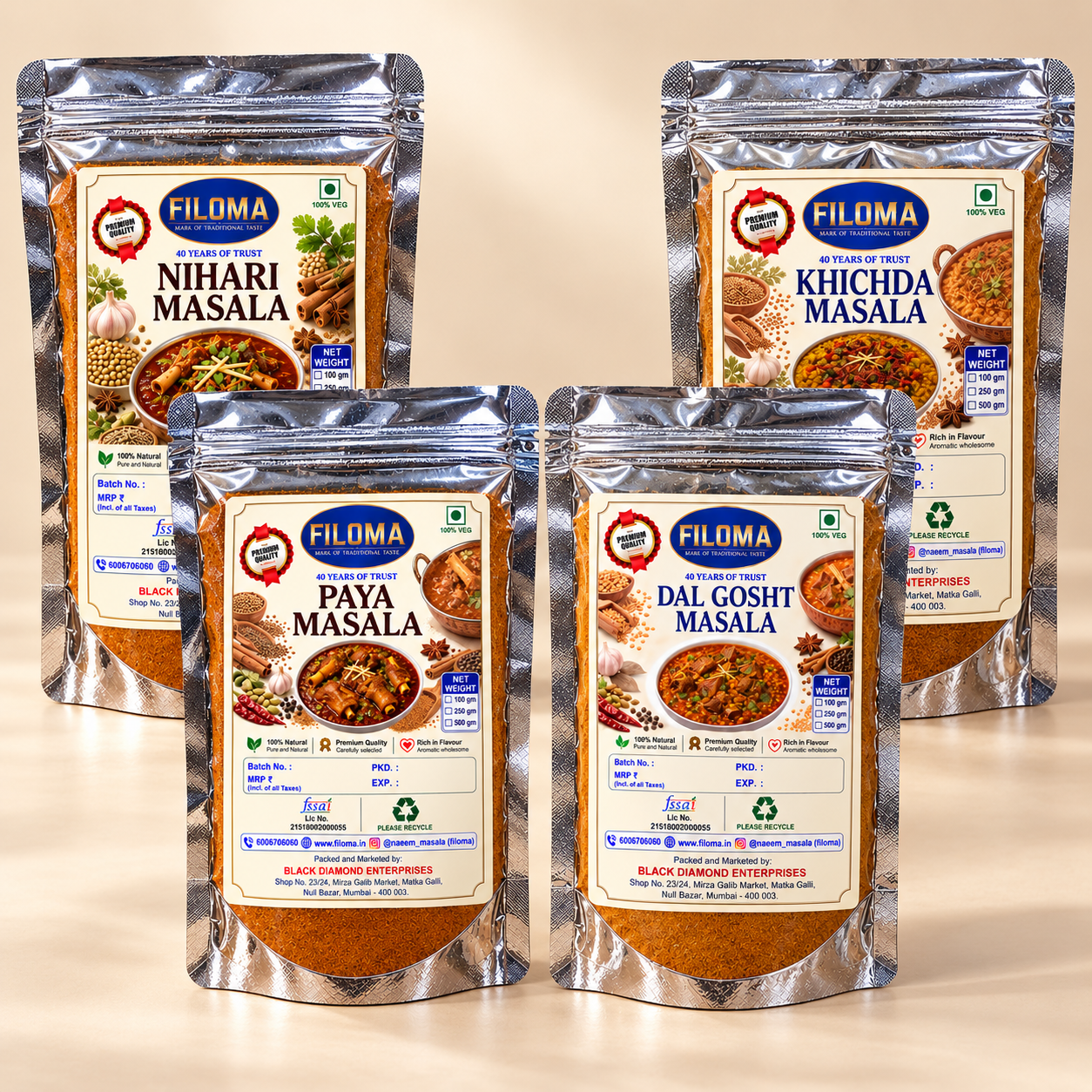 Filoma Heritage Feast Combo | 4 Masalas × 100g