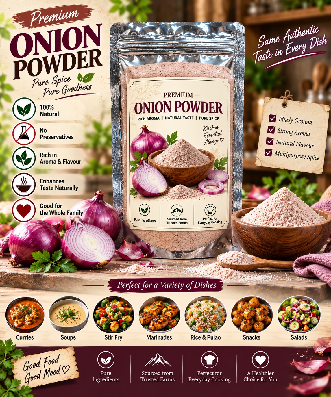 Filoma Premium Onion Powder – Pure Spice, Rich Aroma & Natural Taste