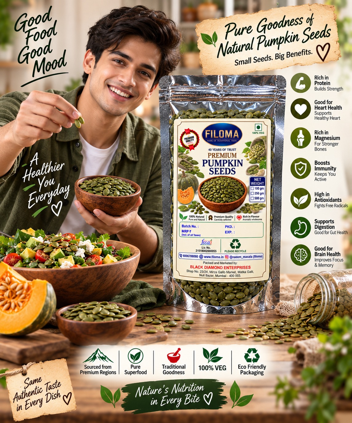 Filoma Premium Pumpkin Seeds | Natural & Nutritious Seeds (Kaddu ke beej)
