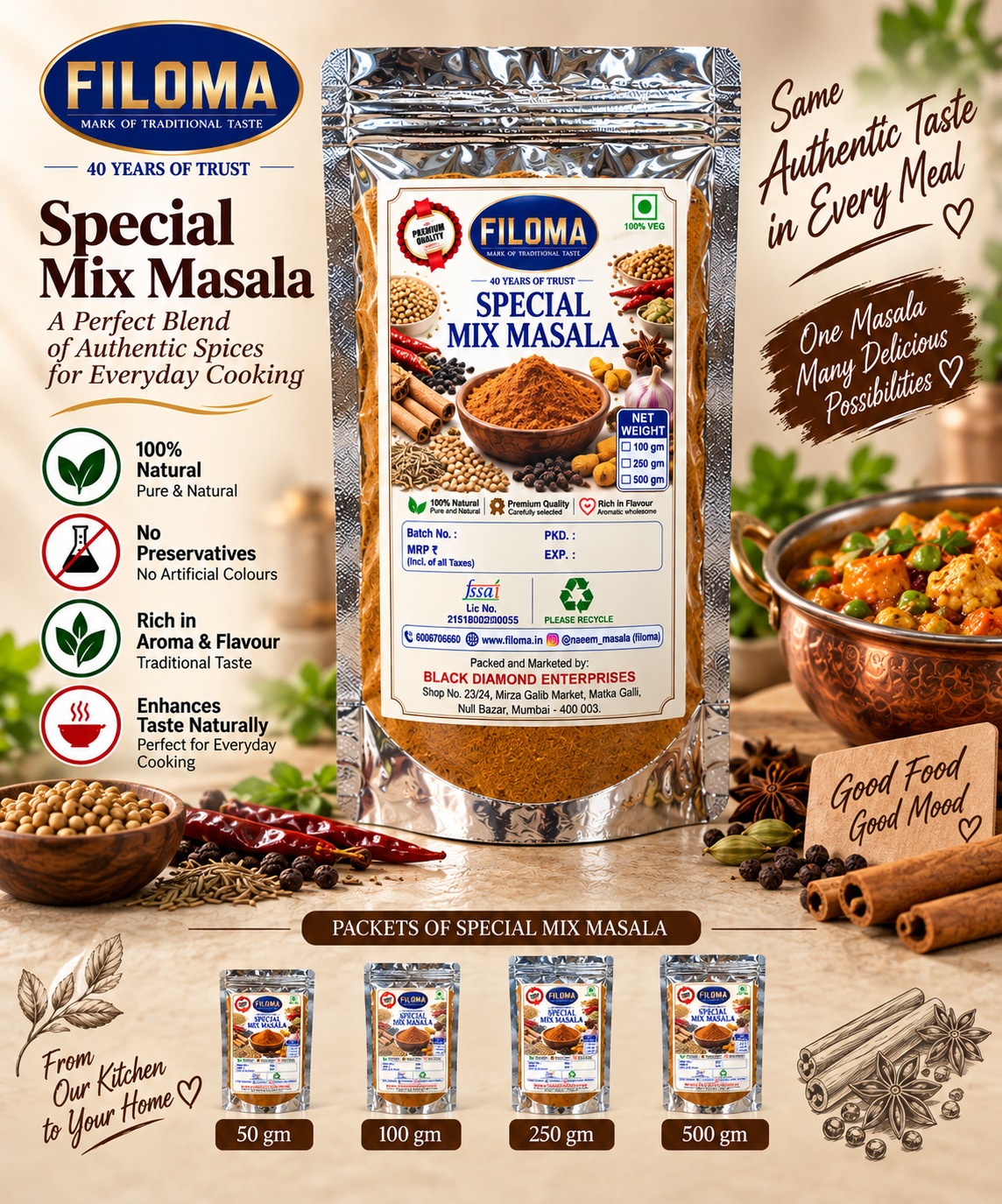 Filoma Special Mix Masala – Authentic Blend for Everyday Cooking