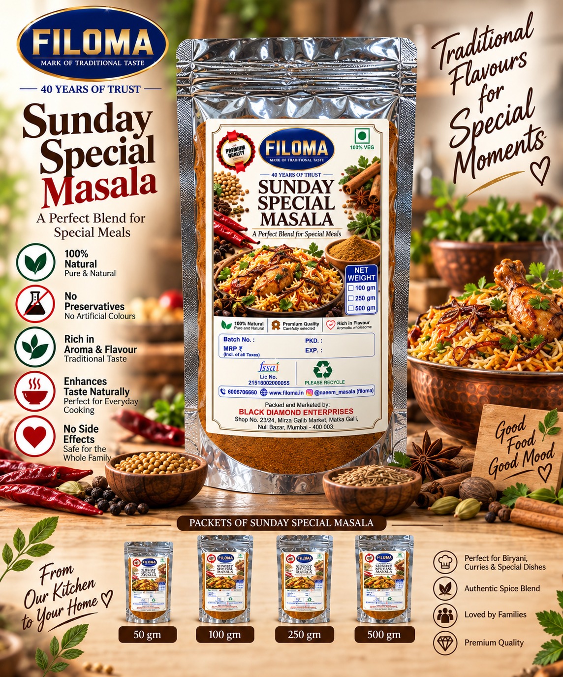 Filoma Sunday Special Masala – Authentic Blend for Special Meals