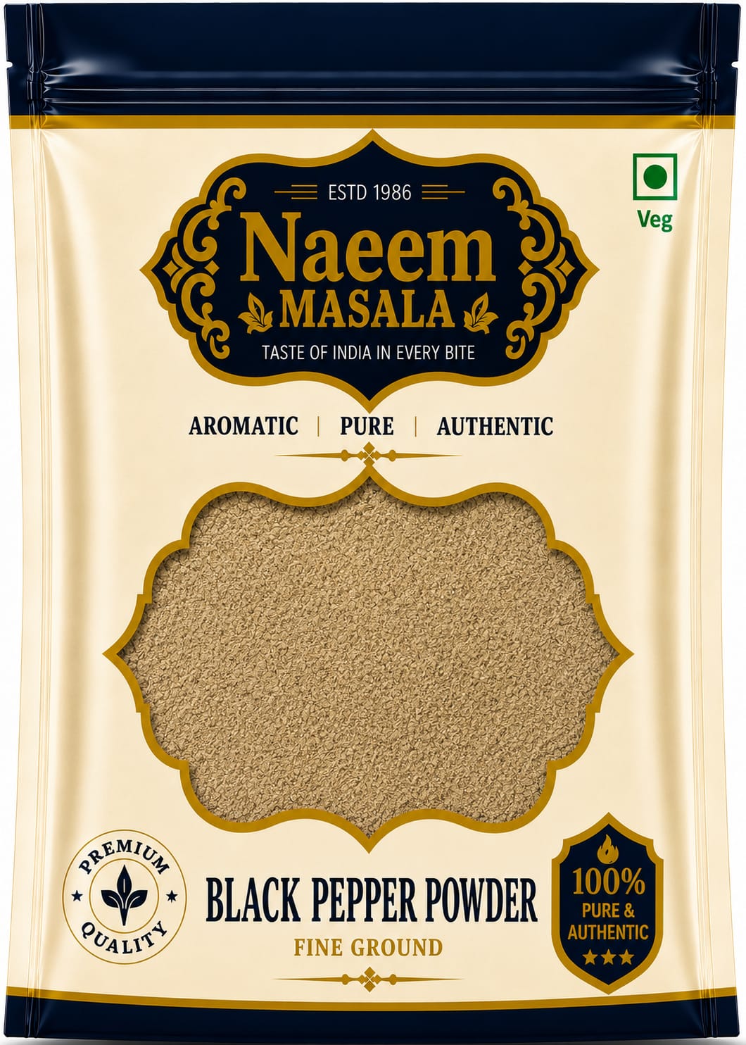 Naeem masala premium black pepper powder 100%natural rich in natural aroma.