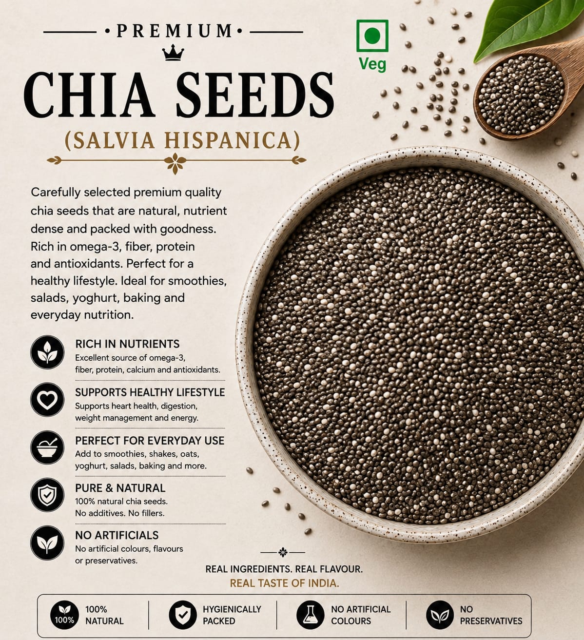 Naeem masala premium CHIA SEEDS (salvia hispanica)100%natural rich in omega-3 and fiber.