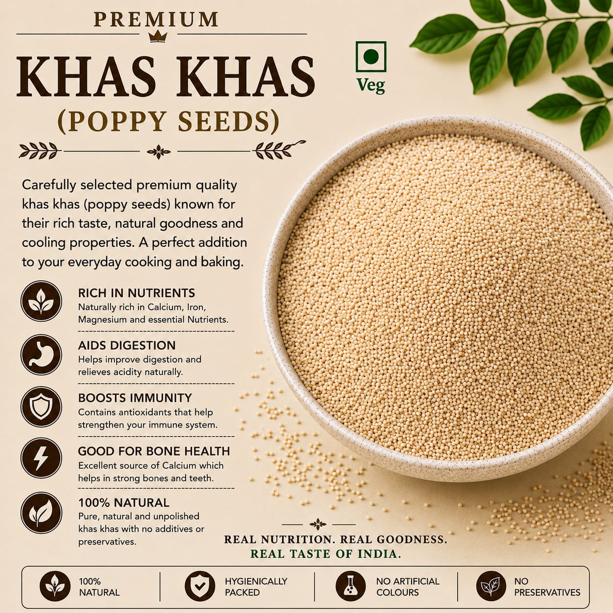 Naeem masala premium khas-khas (poppy seeds) 100%natural rich in calcium and iron.