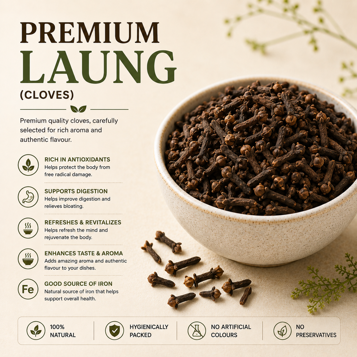 Premium Laung (Cloves) 50g – Aromatic, Pure & Authentic Whole Cloves