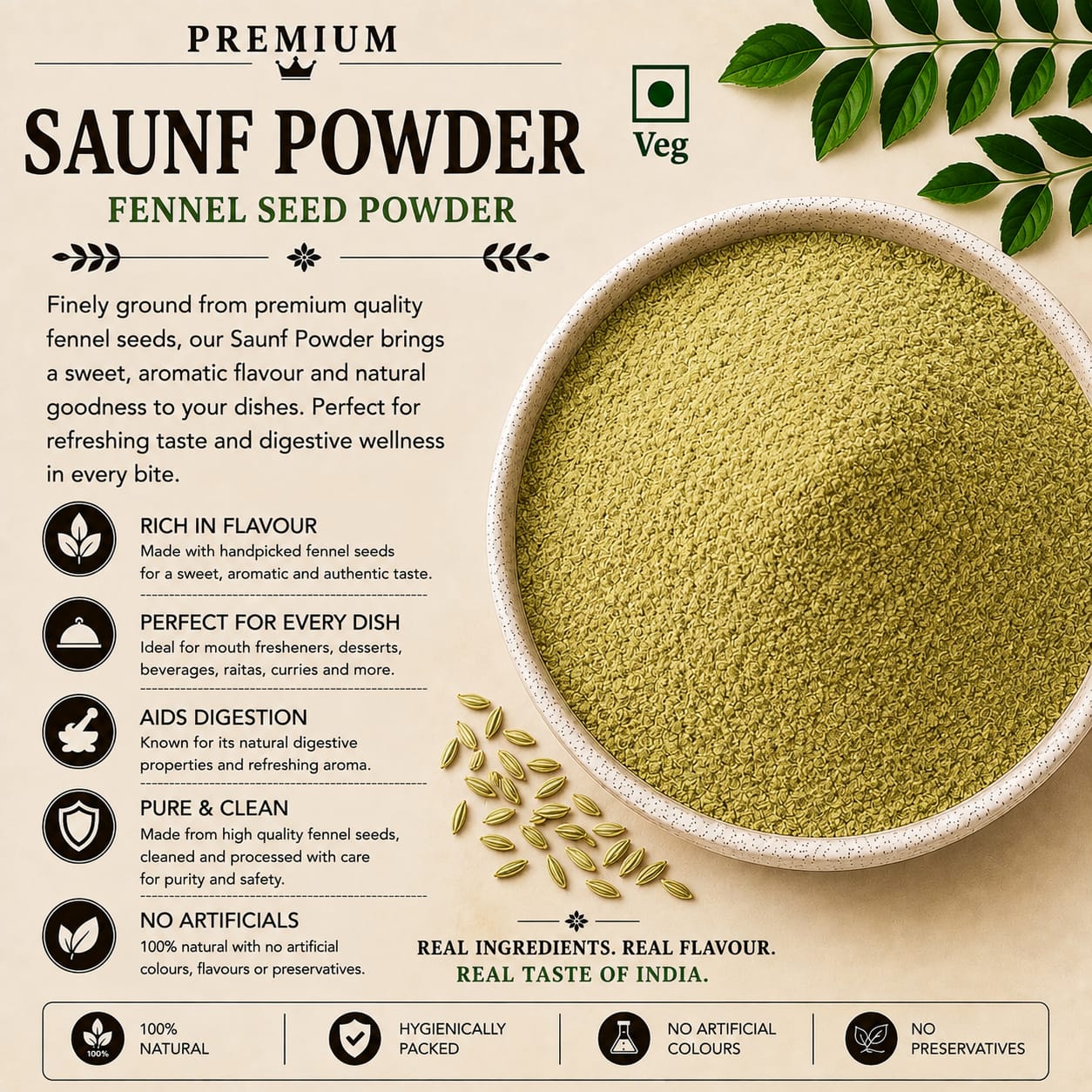 Naeem masala premium saunf powder (fennel seed powder)100%natural rich in natural aroma.