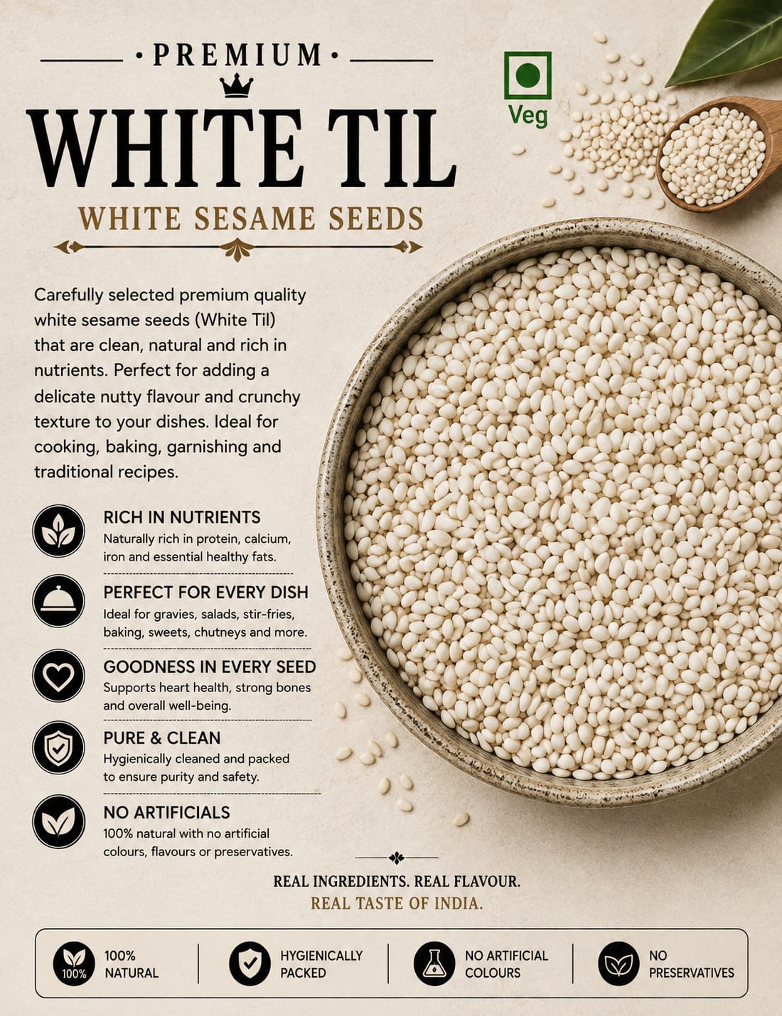 Naeem masala premium white til (white sesame seeds) 100%natural rich in nutreints.
