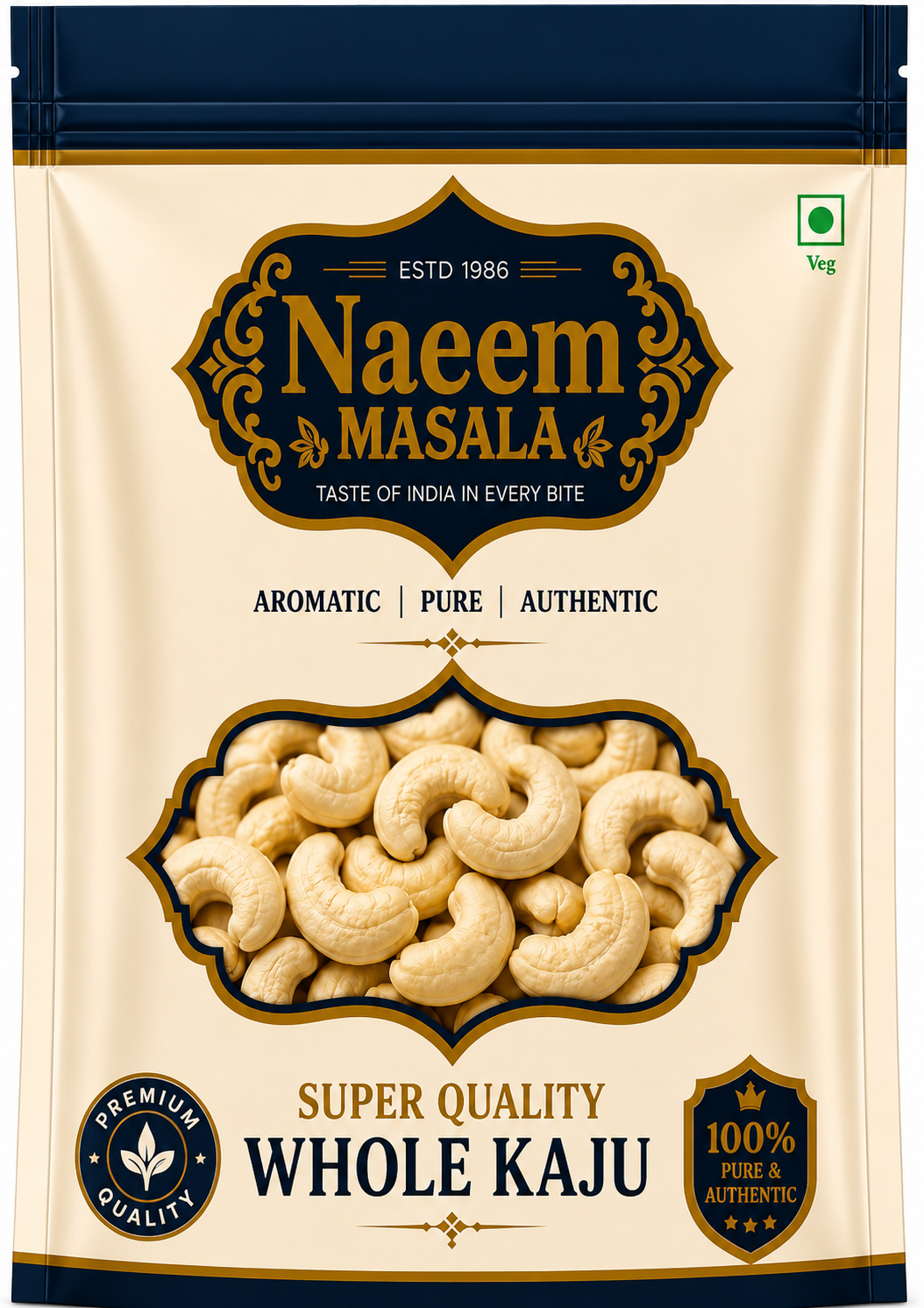 Naeem Masala Premium Whole Kaju (Cashew Nuts) | Super Quality | Fresh & Crunchy | 100% Pure