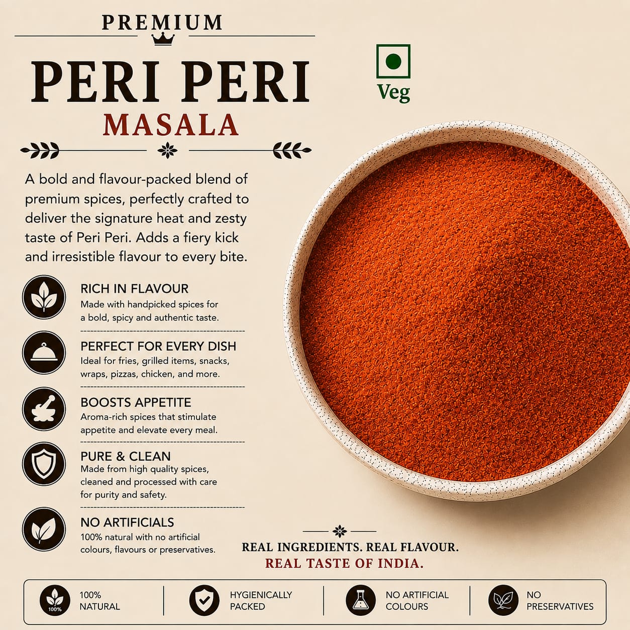Naeem masala special peri peri masala 100% natural ingredients bold and zesty flavour.