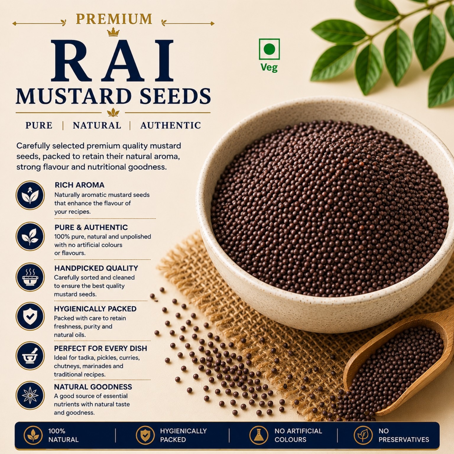 premium black mustard seeds(rai)100%pure and rich aroma handpicked for purity,packed for freshness