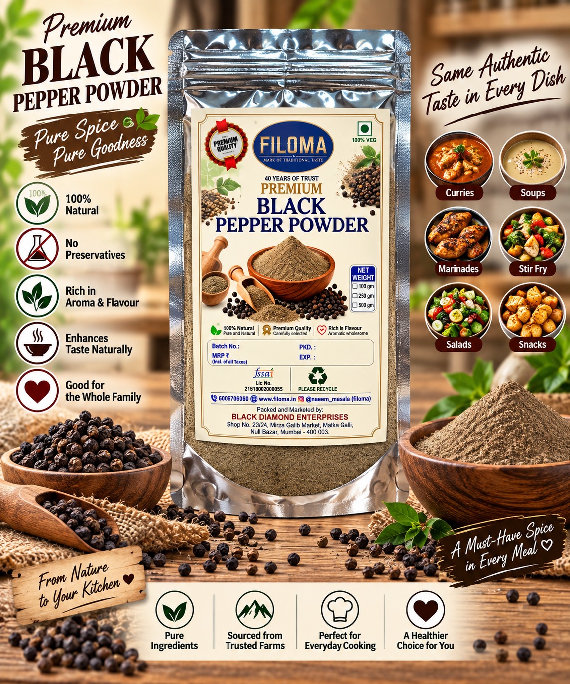 Premium Black Pepper Powder – Pure & Natural