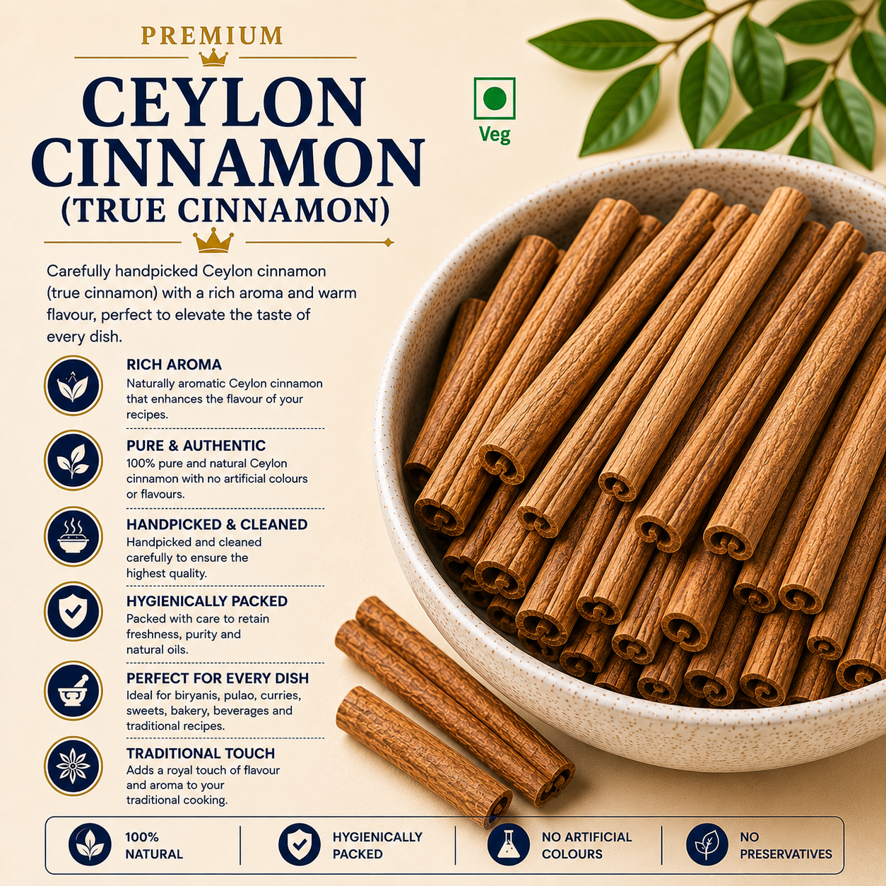 premium ceylon cinnamon (true cinnamon) 100%pure and fine quality