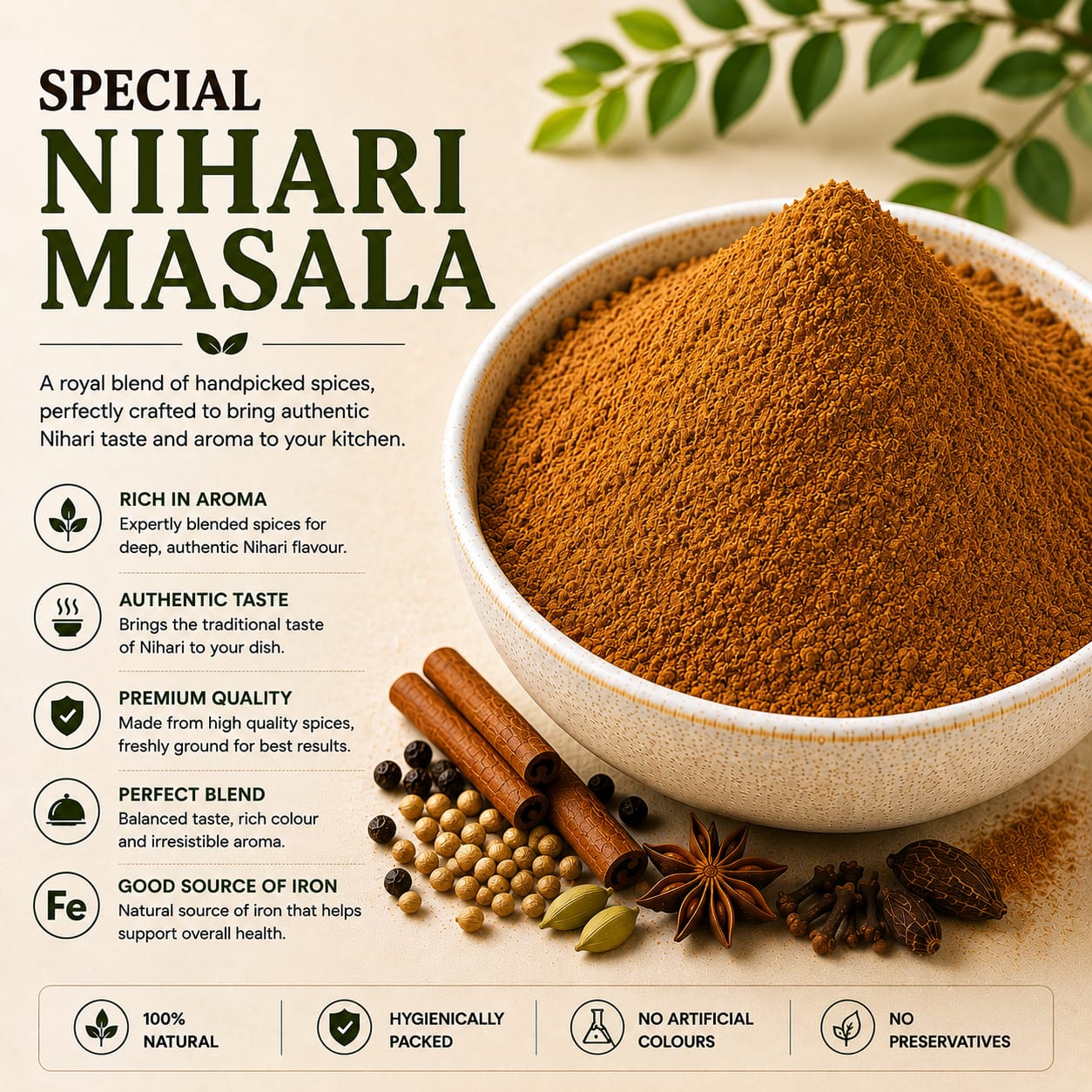 premium nihari masala powder 100%pure and authentic finely ground and hygienically packed