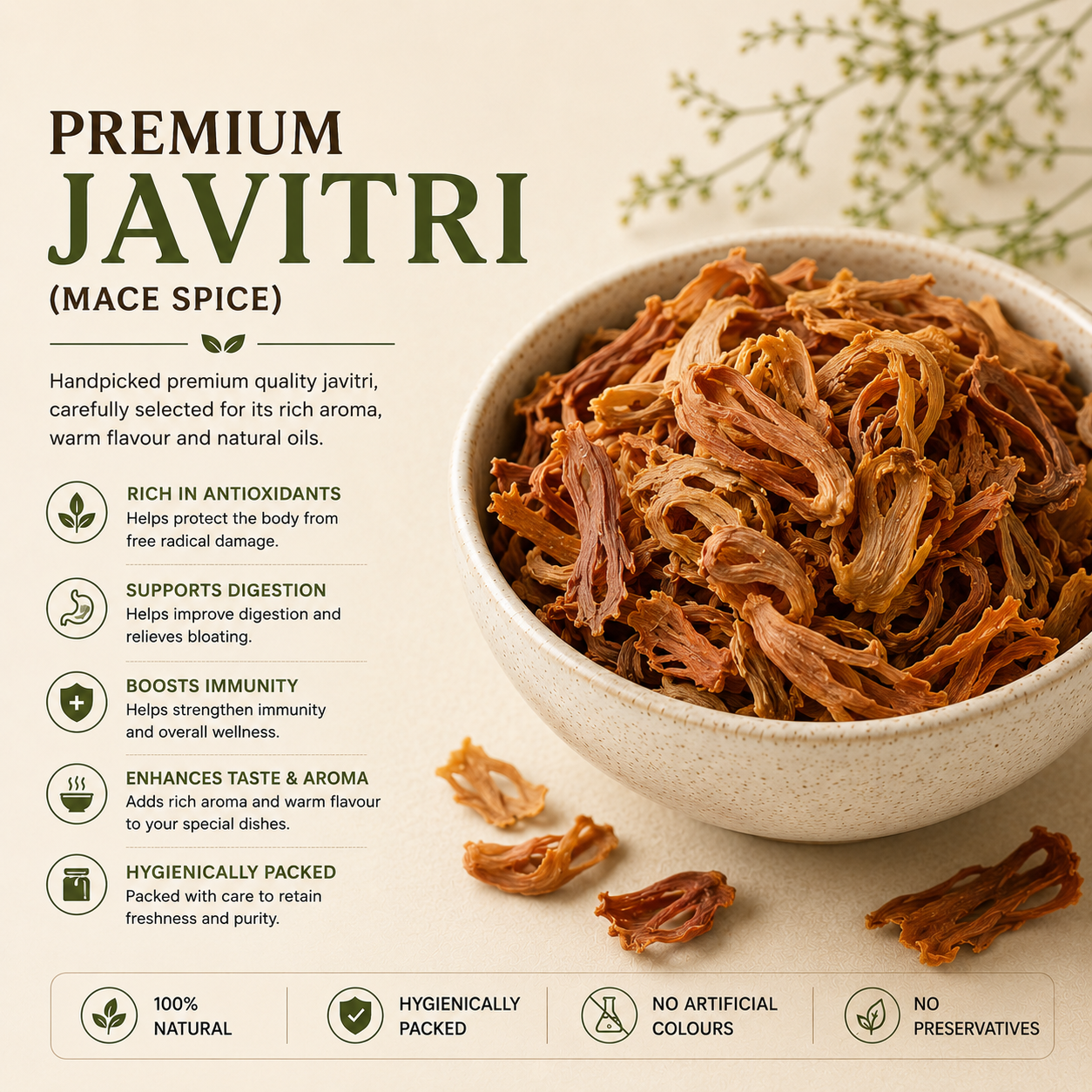 premuim whole javitri(mace spice) rich aroma and natural flavour